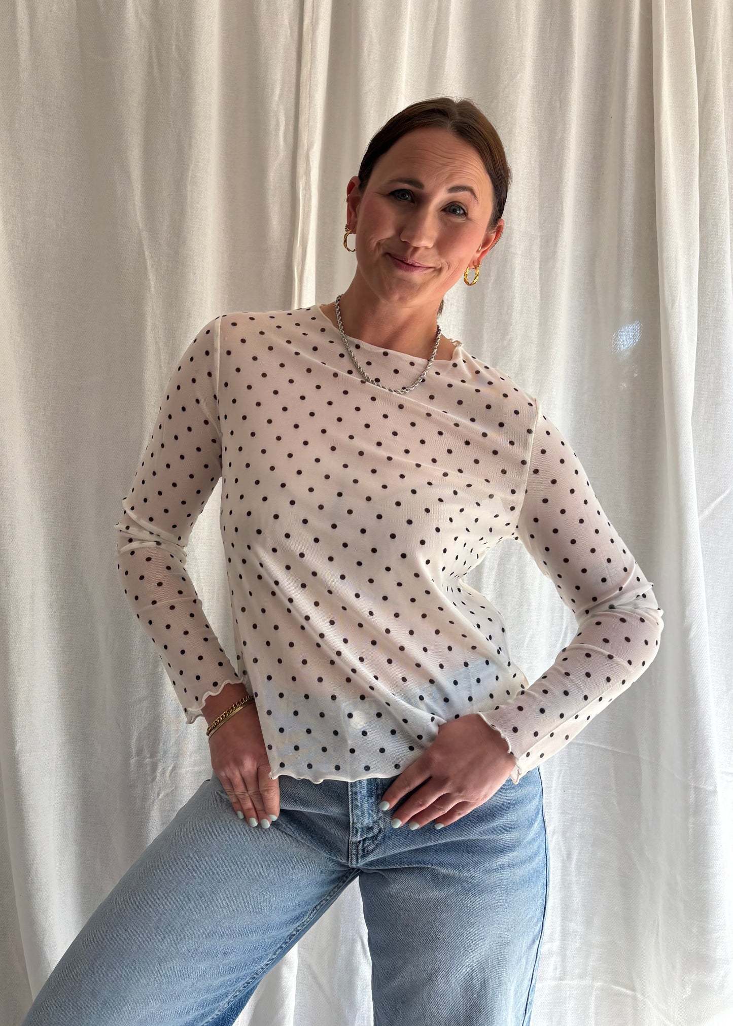 Mesh Oberteil Polka Dots