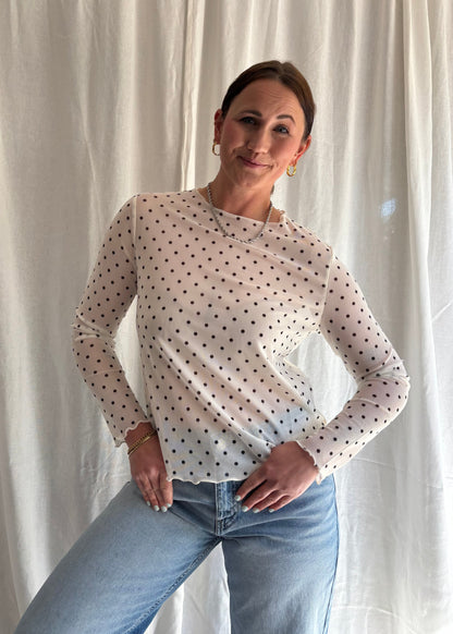 Mesh Oberteil Polka Dots