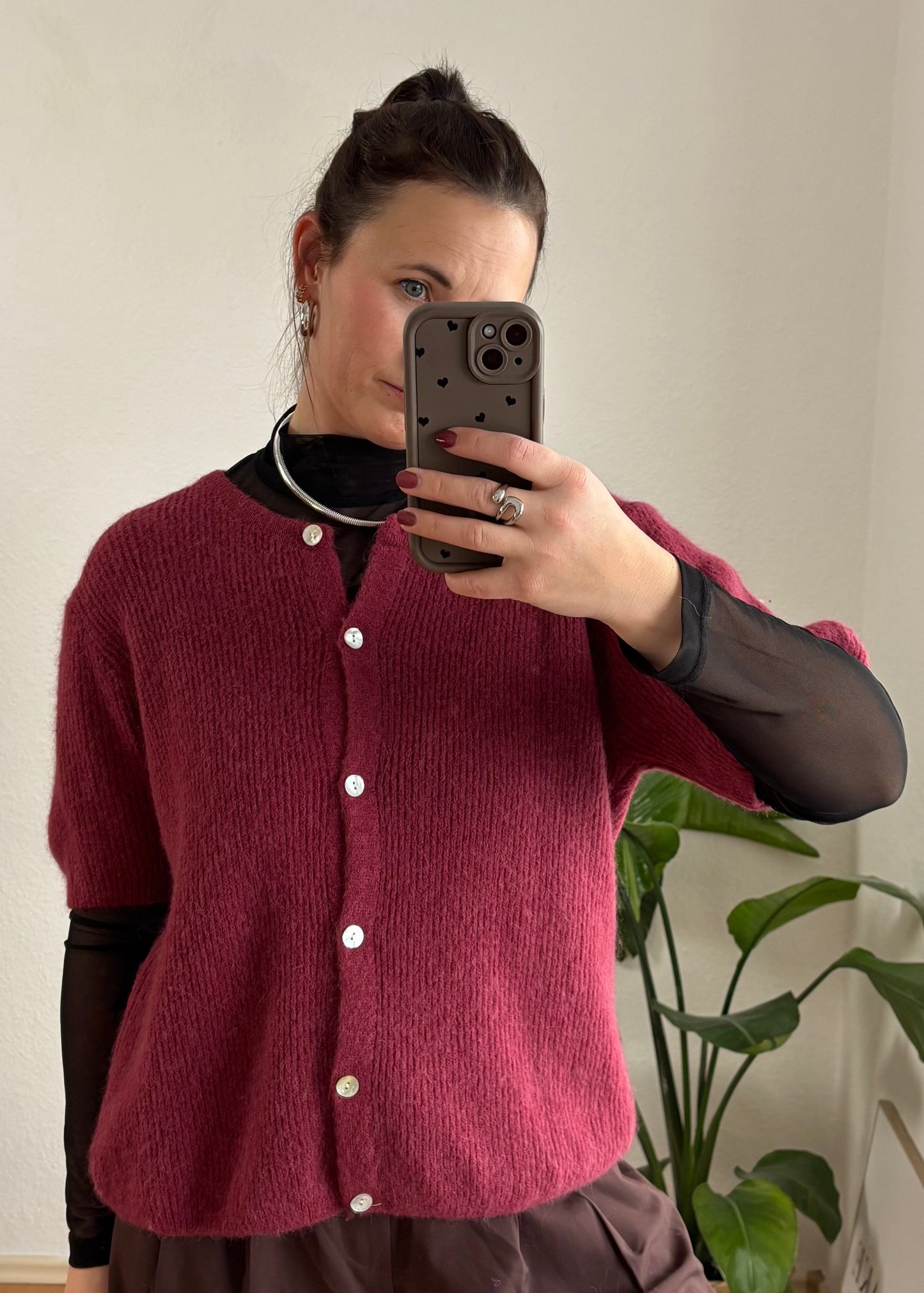 Cardigan Arica Halbarm - Bordeaux