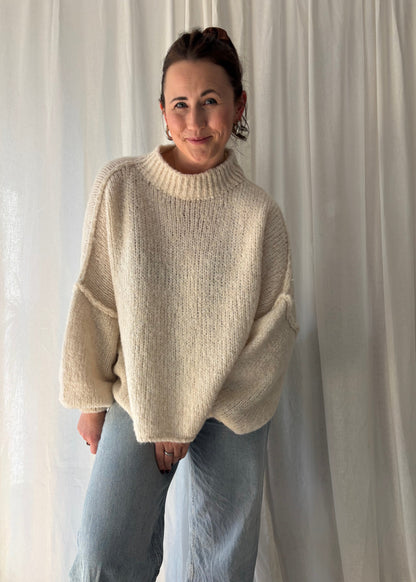 Strickpullover Canela Oversized Creme/Weiss