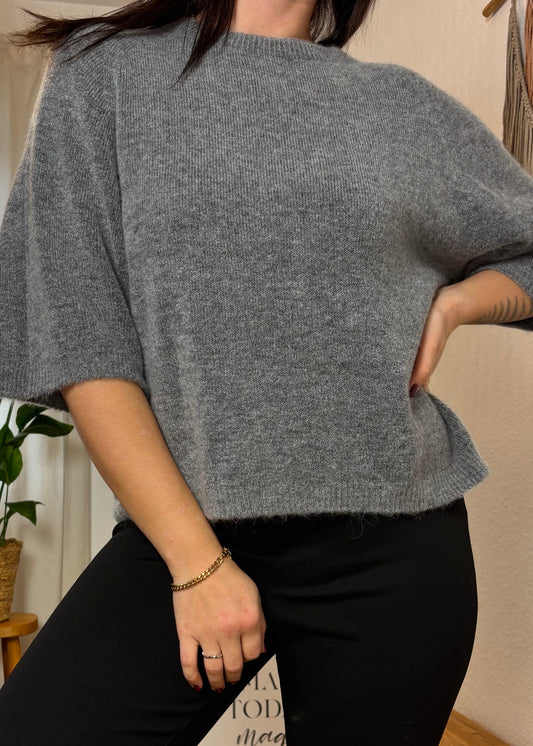 Alpaka Halbarmshirt Lota - Grau