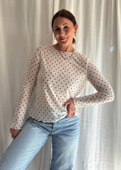 Mesh Oberteil Polka Dots