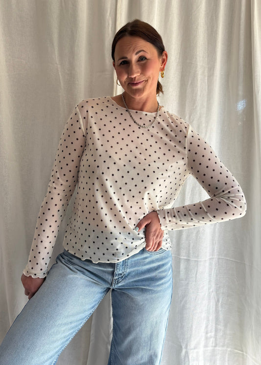 Mesh Oberteil Polka Dots