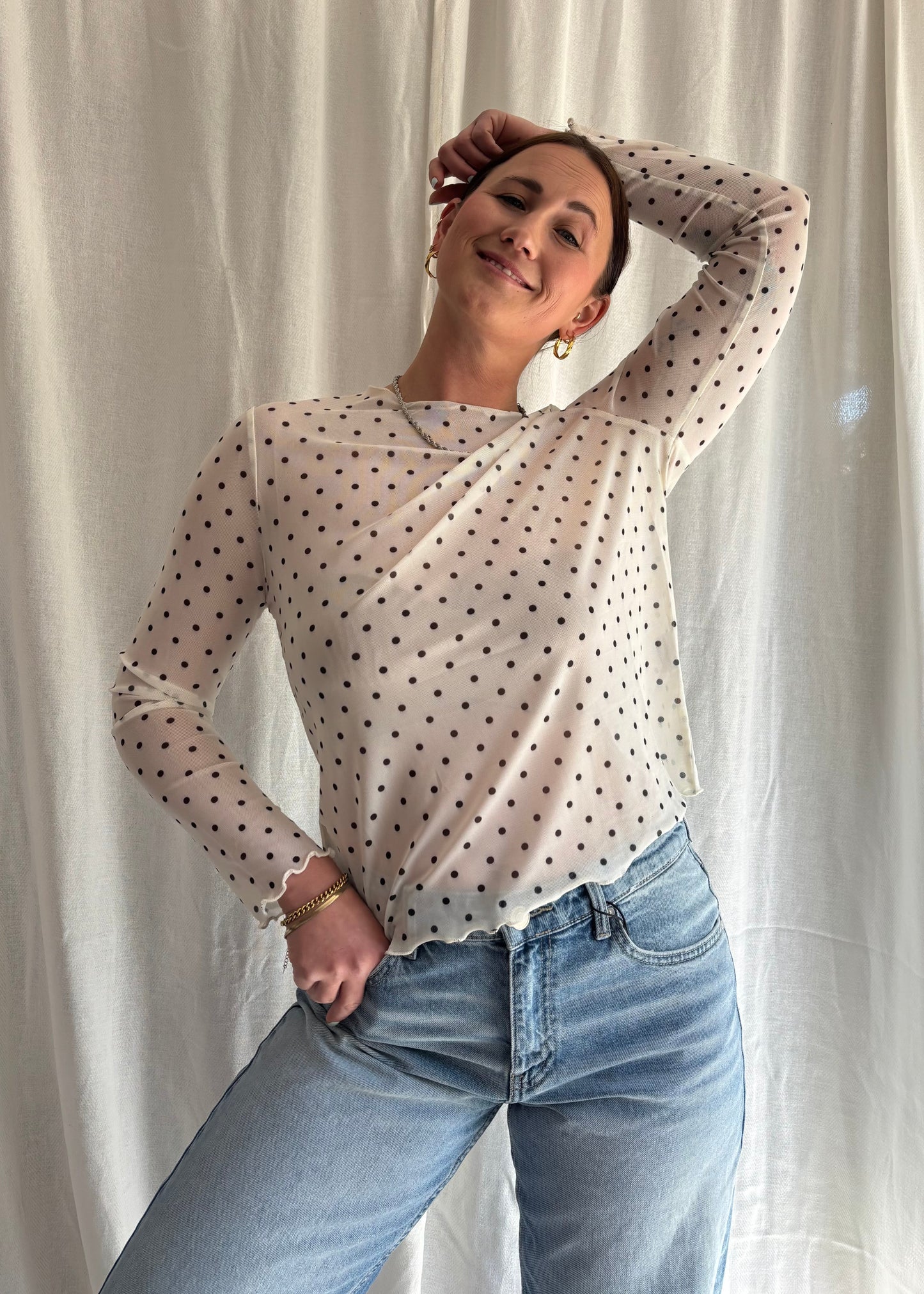 Mesh Oberteil Polka Dots