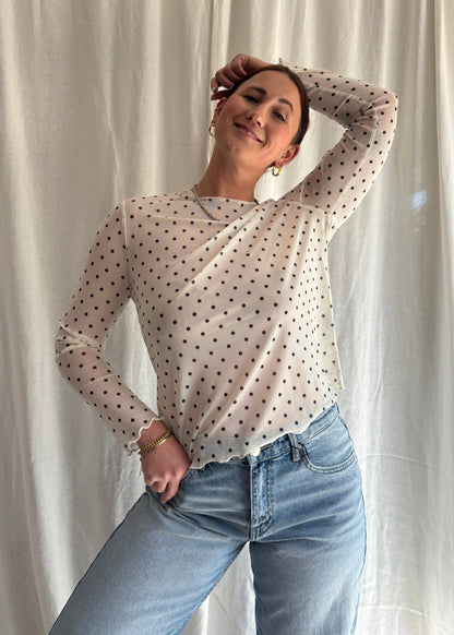 Mesh Oberteil Polka Dots