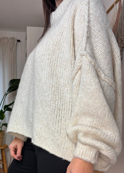 Strickpullover Canela Oversized Creme/Weiss