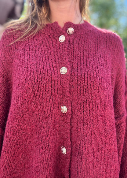 Oversize Cardigan Ilka - Wine