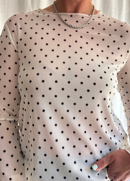 Mesh Oberteil Polka Dots